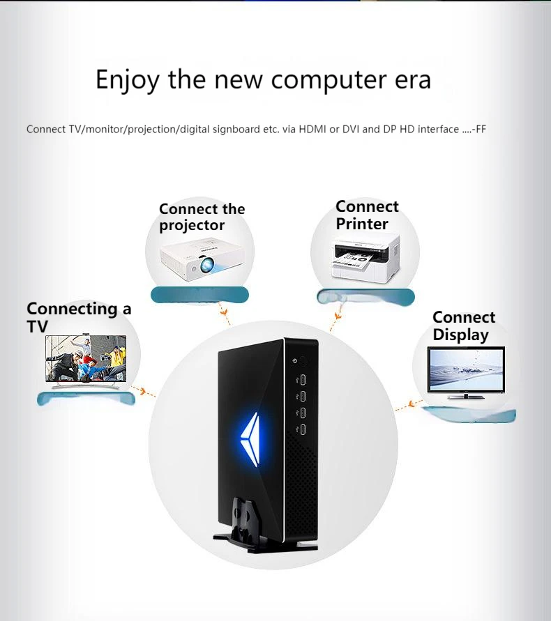 محمول Intel Core I3 I5 I7 I9 10th Gen Mini PC GTX1050Ti 4GB Windows 11 Game Office Station RJ45 DP TYPE-C DVI منتج جديد