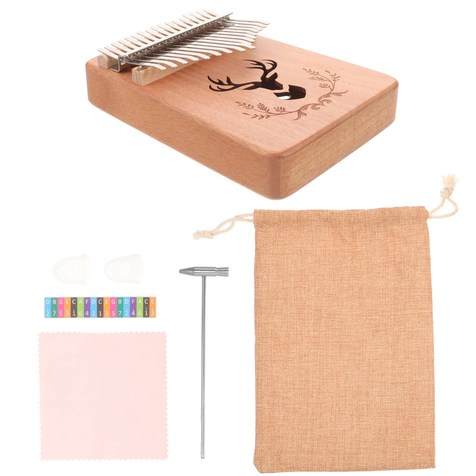 1 مجموعة الإبهام البيانو المحمولة كاليمبا 17 مفاتيح خشبية اليد البيانو أداة عزف موسيقى خفيفة الوزن للمبتدئين الكبار الأداء #5