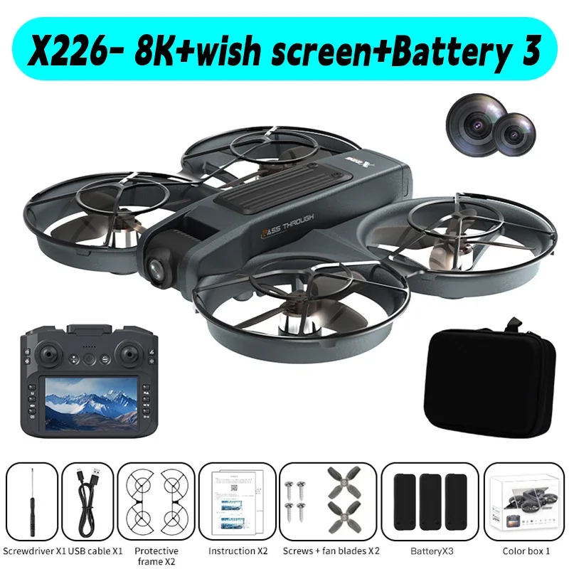 Lenovo X226/X226VR Mini Drone 4K Professionele Afstandsbediening Helikopter Vliegtuig RC Dron Met Scherm Quadcopter Speelgoed Cadeau voor Kinderen