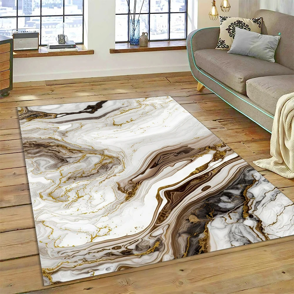 3D Luxurious Colour Marble Blue Green Gold Carpet Rug for Home Living Room Bedroom Sofa Doormat Decor,Kids Area Rug Non-slip Mat