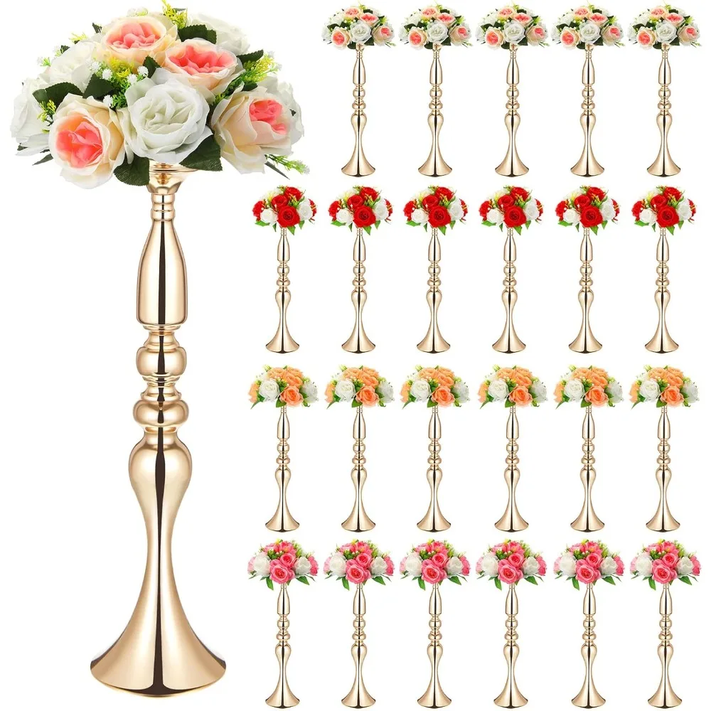 

24 Pcs Wedding Flower Stand Bulk Wedding Centerpiece Table Decoration, Metal 20 Inch Tall Centerpieces Stand Vase Flower Arrang