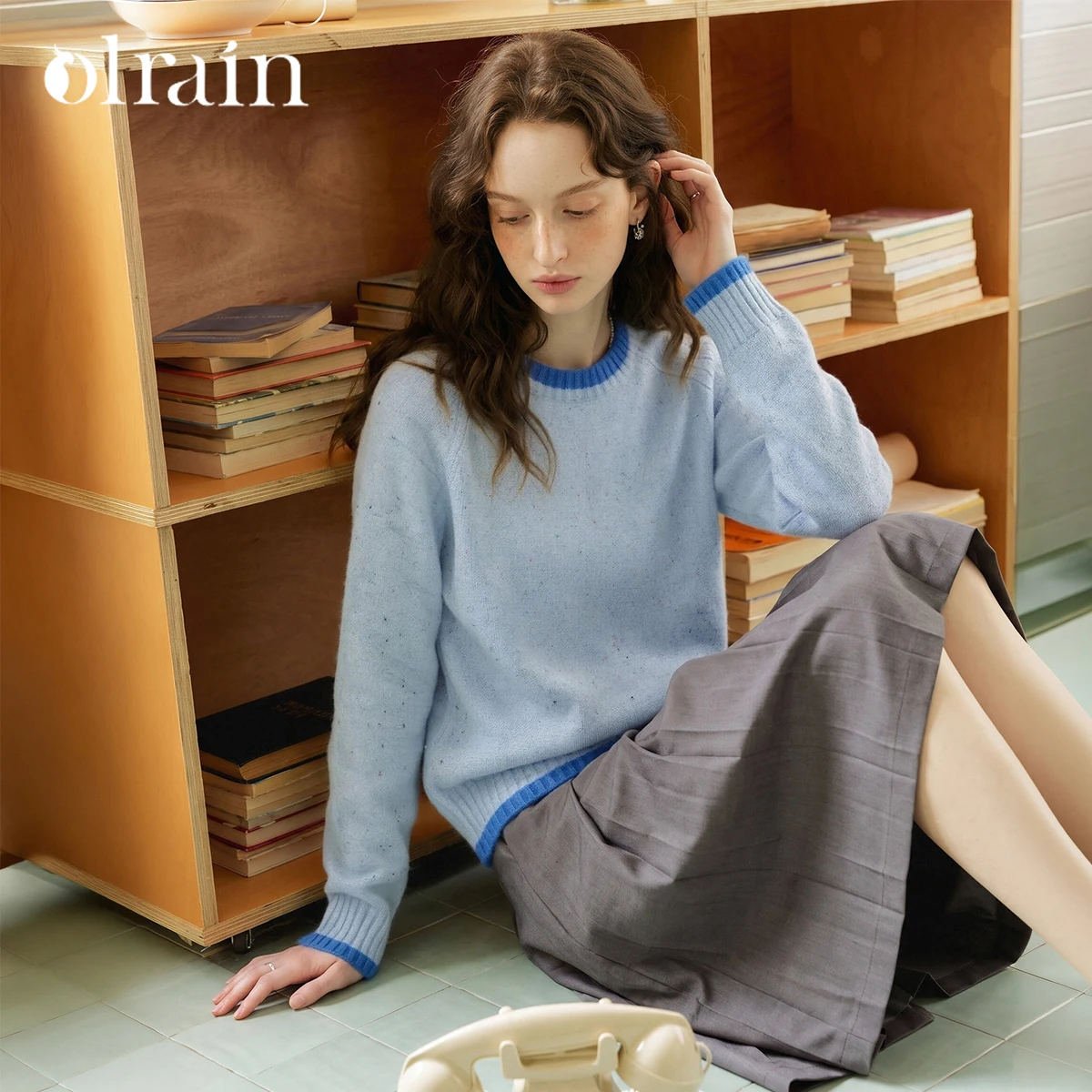 OLrain Women's Sweaters And Pullovers Long Sleeve Color‑Speckled Yarn Spliced 2026 Daily Commuter 2026 Fall Clothes O58QM011236