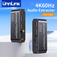 Unnlink 4K 60Hz eARC HDMI Audio Extractor Switch 2 In 1 Out with SPDIF Optical Coaxial Aux HDMI ARC Audio Splitter