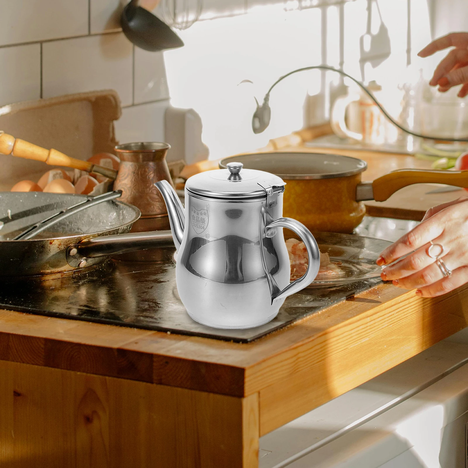 

Leakproof Stainless Steel Oil Pot Olive Dispenser Cooking Storage Container Bacon Grease Jug Kitchen Must Haves Oil Vinegar