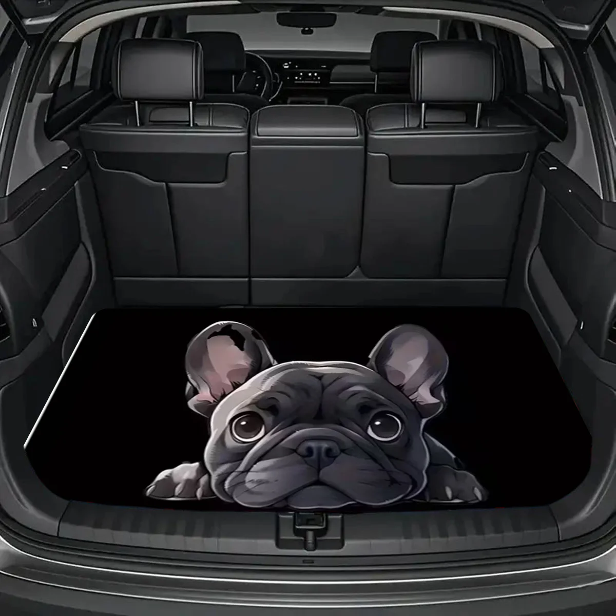 1pc Cartoon French Bulldog Pattern Trunk Mat - Suitable For Most Car Models, Measuring 29.53X39.37 Inches, Made Of Durable Polye
