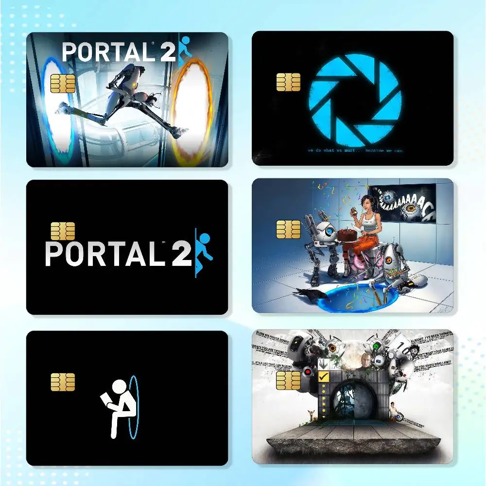Game P-Portal 2 Credit Skin Cover Card Stickers 4PCS Film Bus Pass Front Decoration Bank Debit Waterproof