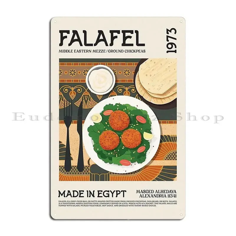 Egypt Falafel Wall Art Metal Signs Club Wall Mural Cinema Pub Create Tin Sign Poster