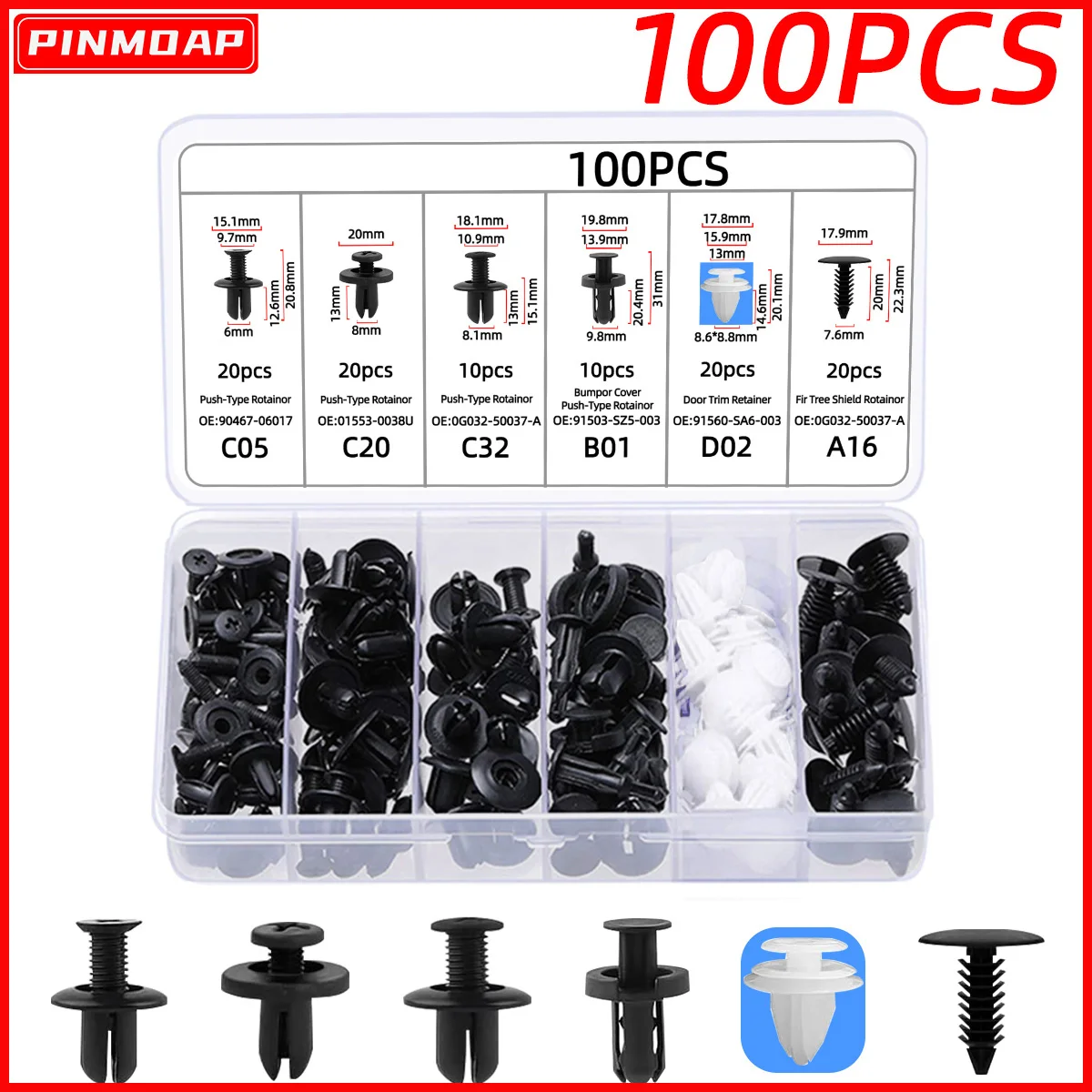 6 Sizes Of Nylon Plastic Fastener Kit For Automobiles Car Decorative Panel Clip Mixed Body Bumper Rivet High Quality Fasteners