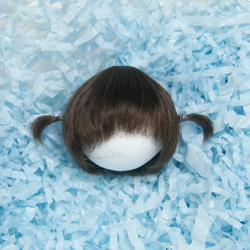 

1/8BJD Wig Bangs Double ponytail braids Curly Soft Mohair Wig Suitable for Ob11, 1/12bjd Long hair Doll Accessories 5-6inch