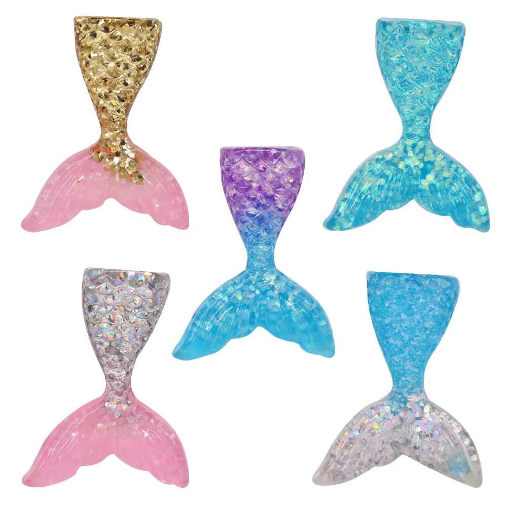 New 1pcs Resin Shoe Charms Sequin Colorful Mermaid Tail Buckle Clog Fit Wristbands Garden Shoes Button Decorations Xmas Gift