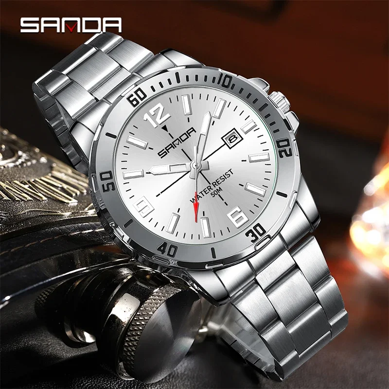SADNA Hot Selling Fashion Business Men's Quartz Watch Large Dial Waterproof Calendar Night Light Casual Men's Quartz Watch