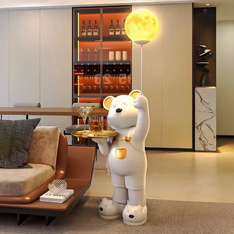 

Large Strap Bear Living Room Ornaments, Children's Room Bedroom TV Cabinet High-end Decoration, Can Light Up