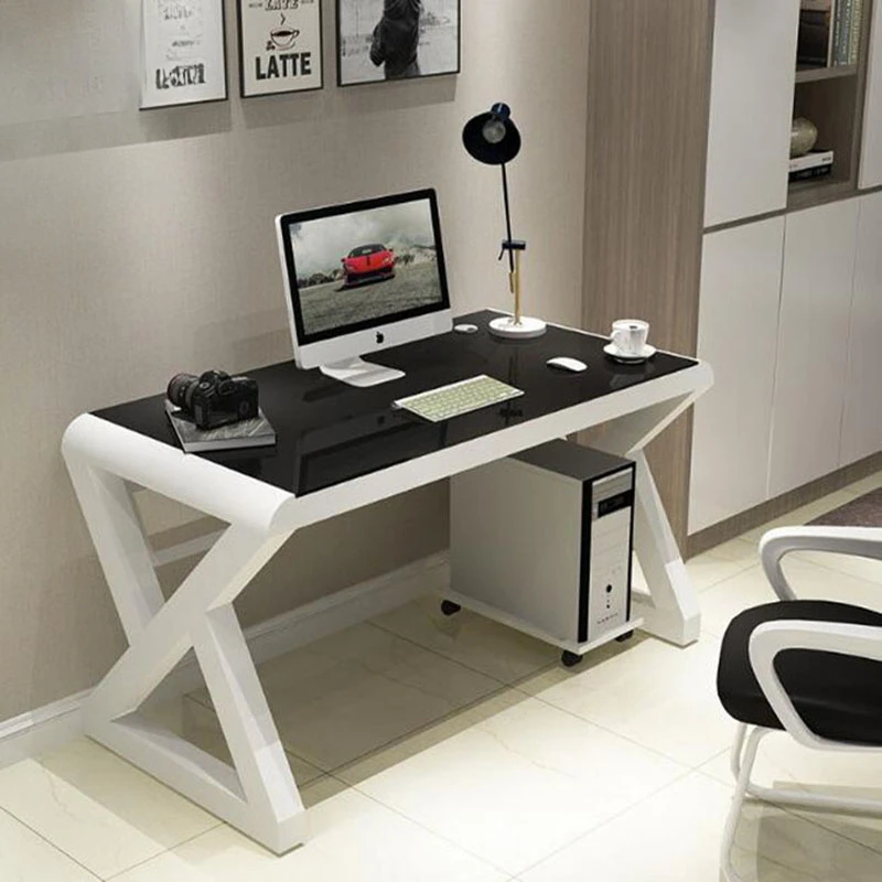 TieHo Tempered Glass Computer Desk Home Office Simple Modern Desk