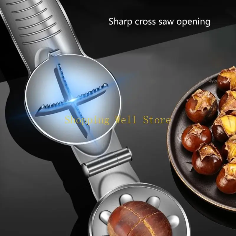 KX4B Ergonomic 304Stainless Steel Chestnut Cutter Multifunctional Nut Opener Chestnut Opener Clip for Snacks and Cooking