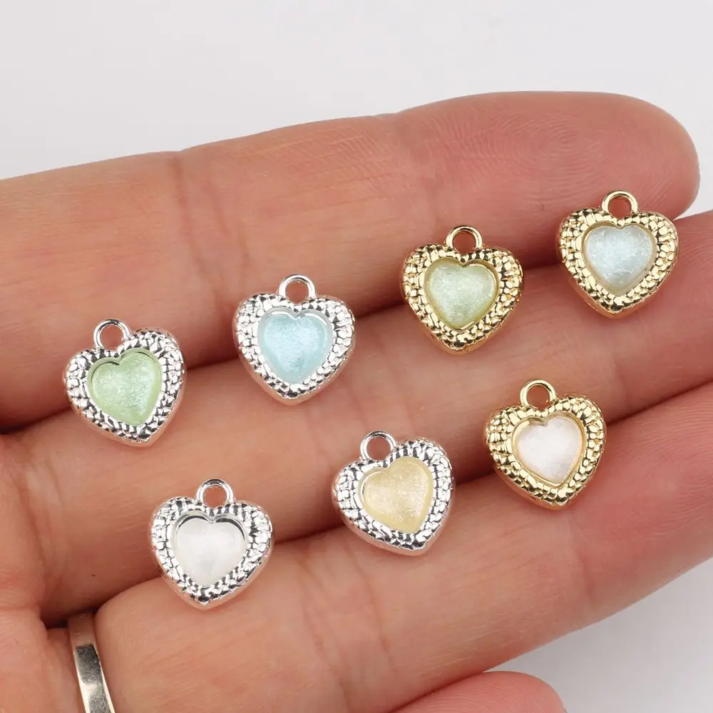 40pcs Handmade Love Heart Jewelry Pendant Charms Silvery Color Pendants Necklace Earrings Connectors Diy Jewelry Making Findings