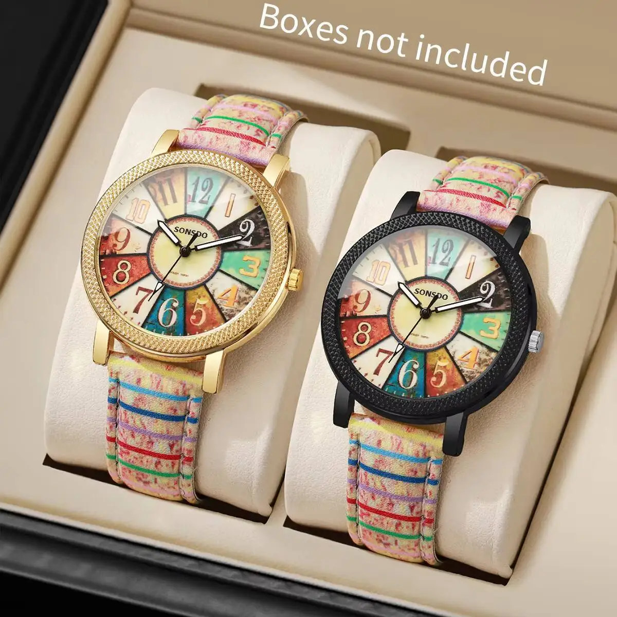 1/2PCS Vintage Leather Strap Women Watches Fashion Arabic Dial Quartz Wristwatches Reloj MujerWithout Box