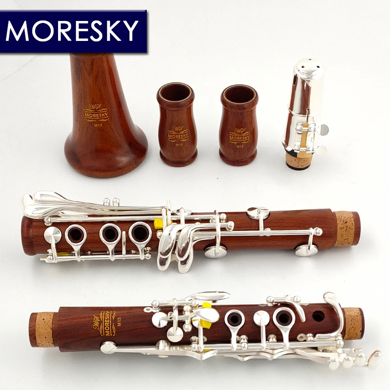 MORESKY czerwone drewno profesjonalne Klarnet palisander Bb Silver Plated17 klucze Mopane Sib Klarnet M13(OEM)