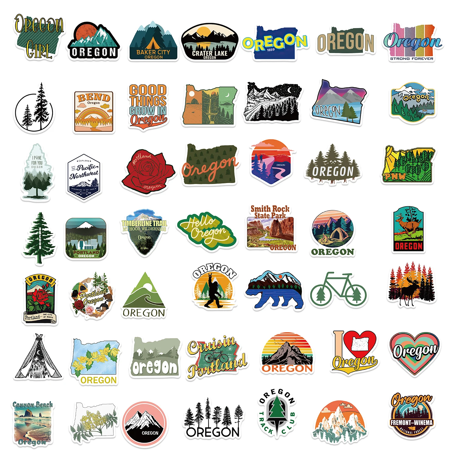 50PCS Oregon Scrapbook Stickers DIY Diary Laptop Luggage Skateboard Graffiti Decal Fun Stylish Classic Toys