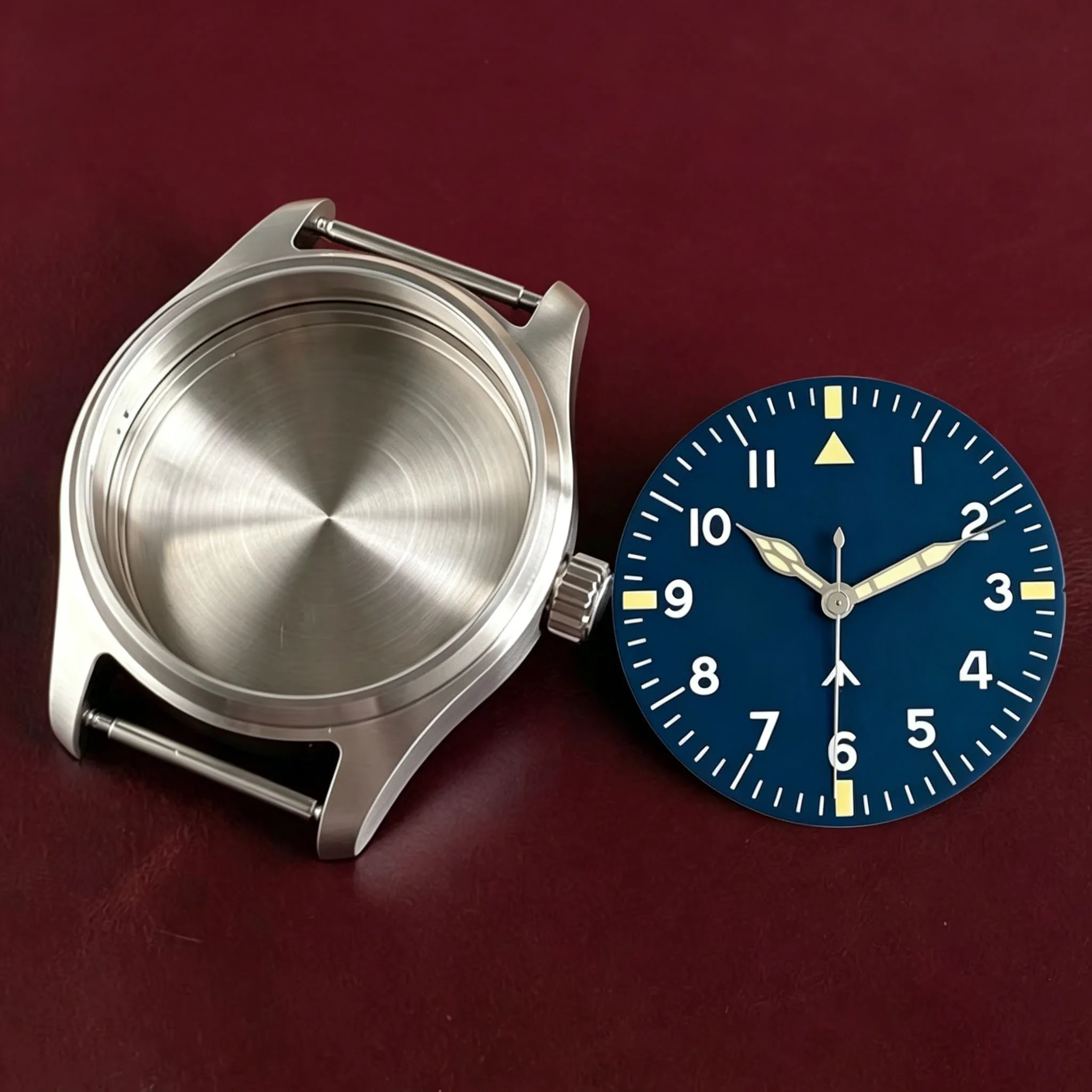 39mm Pilot Titanium\Stainless steel Watch Case 20ATM Waterproof Sapphire glass 33.5mm Luminous Dial Hands For NH35 ETA2824 VH31