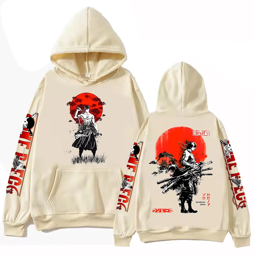 ONE PIECE Anime Zoro Hoodie Harajuku Hip Hop Pullover Sweatshirt Men's and Women's Same Autumn and Winter Sports Casual Top