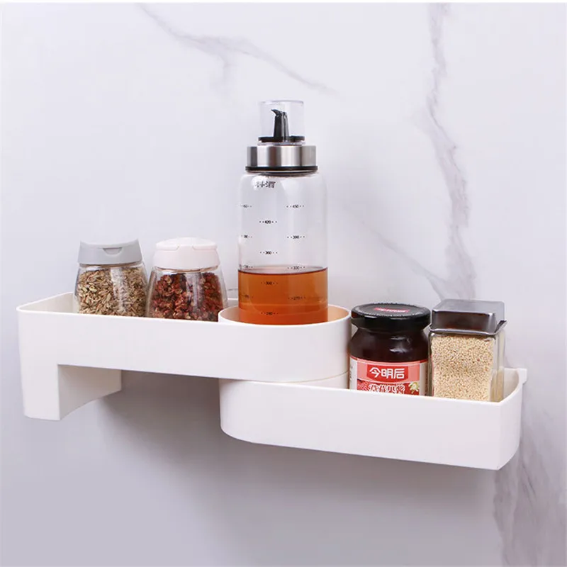 Roterende Magazijnstelling Badkamer Non Geperforeerde Muur Opknoping Rack Specerijen Opbergrek Keuken Opslag Rack