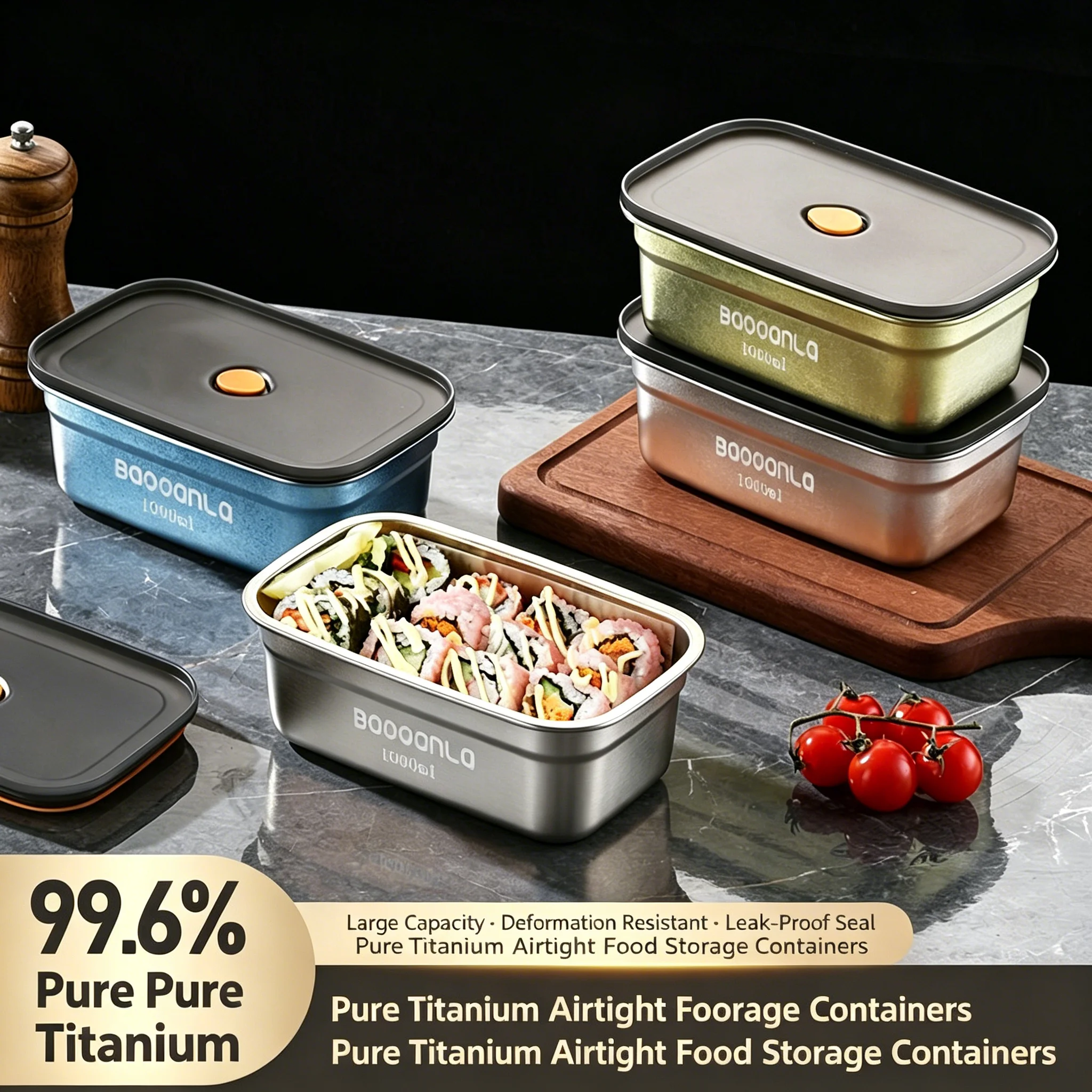 Titanium Single Layer Lunch Box, Curry Fruit and Vegetable Plates, Outdoor Camping Long-Use Lunch Box, Lightweight Portable Lunc