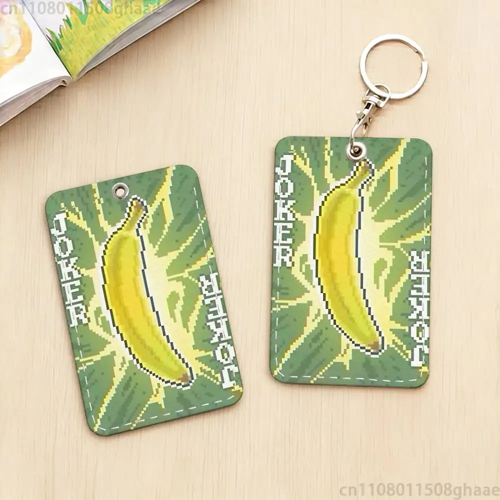 Game B-Balatro Rectangle Card Case Keychain Access Card Bag Key Tag Ring Leather Card Holder Key Ring Access