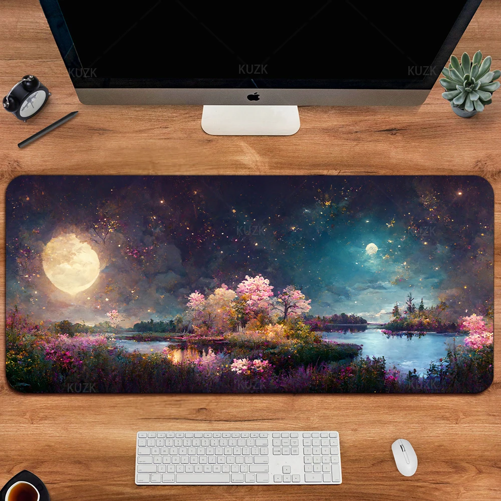 Beautiful Anime Mousepad Xxl Non-slip Gaming Mouse Pad Large Home Keyboard Pad Desk Mat Anime Aesthetics Scenery Game Mouse Pad