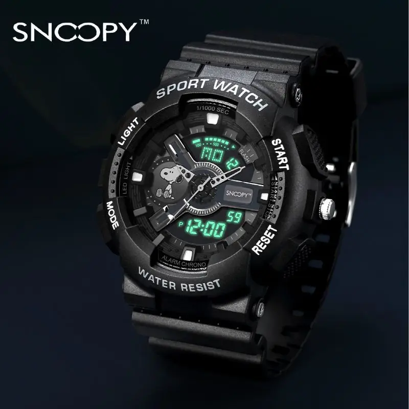 Snoopy Electronic Watch Student Korean Version of Trendy Black Technology Cool Luminous Waterproof Boy‘s’ Watches