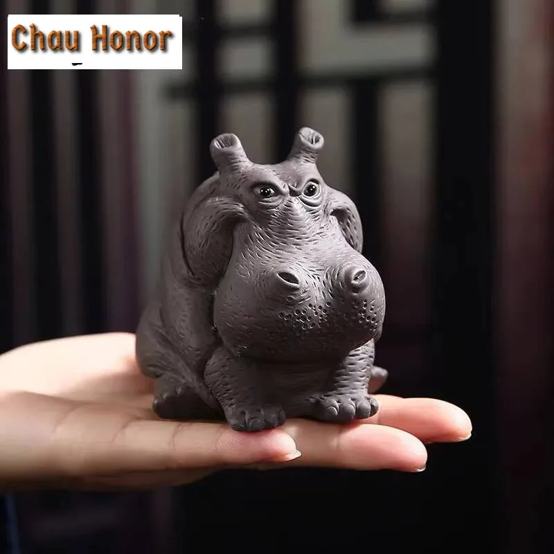

Purple Sand Hippo Tea Ornaments Decoration Handmade Foundationed Tea Table Personality Creative Fortune Tea Table Tea Pet