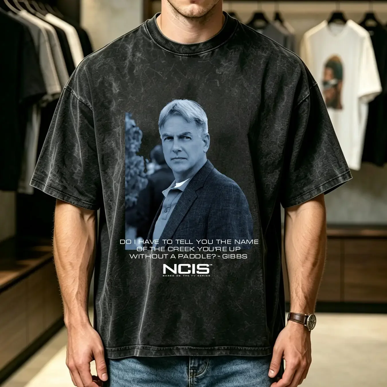 washed T Shirt NCIS Gibbs Name Of The Creek Licensed Adult vintage Washed homme streetwear Stylish Unisex Comfortable