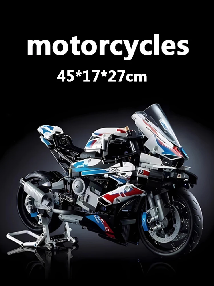 

Motorcycle building blocks assembled toys educational toys integrated linkage, gear 1920 particles 45 length.