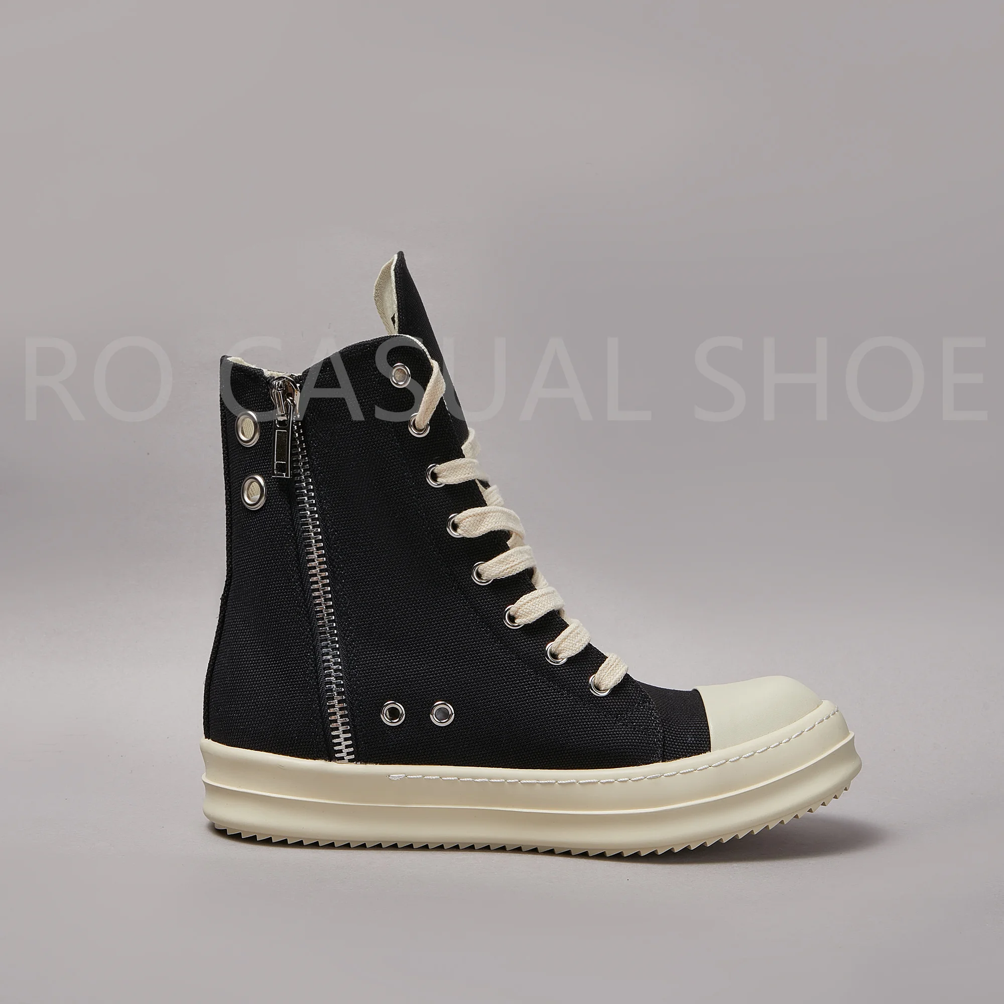 Ricks Outdoor Luxury Black Canvas High Top Quality Owens Men Shoe Lace Up Women Sneaker Casual Owens Design boots & Shoes