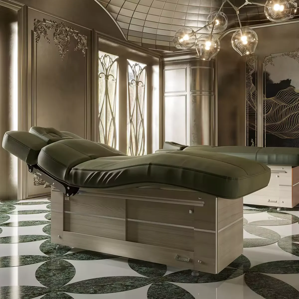 Latest Version Luxurious Base with LED 4 Motor Electric Beauty Massage Bed Facial Spa Bed for Salon Furniture