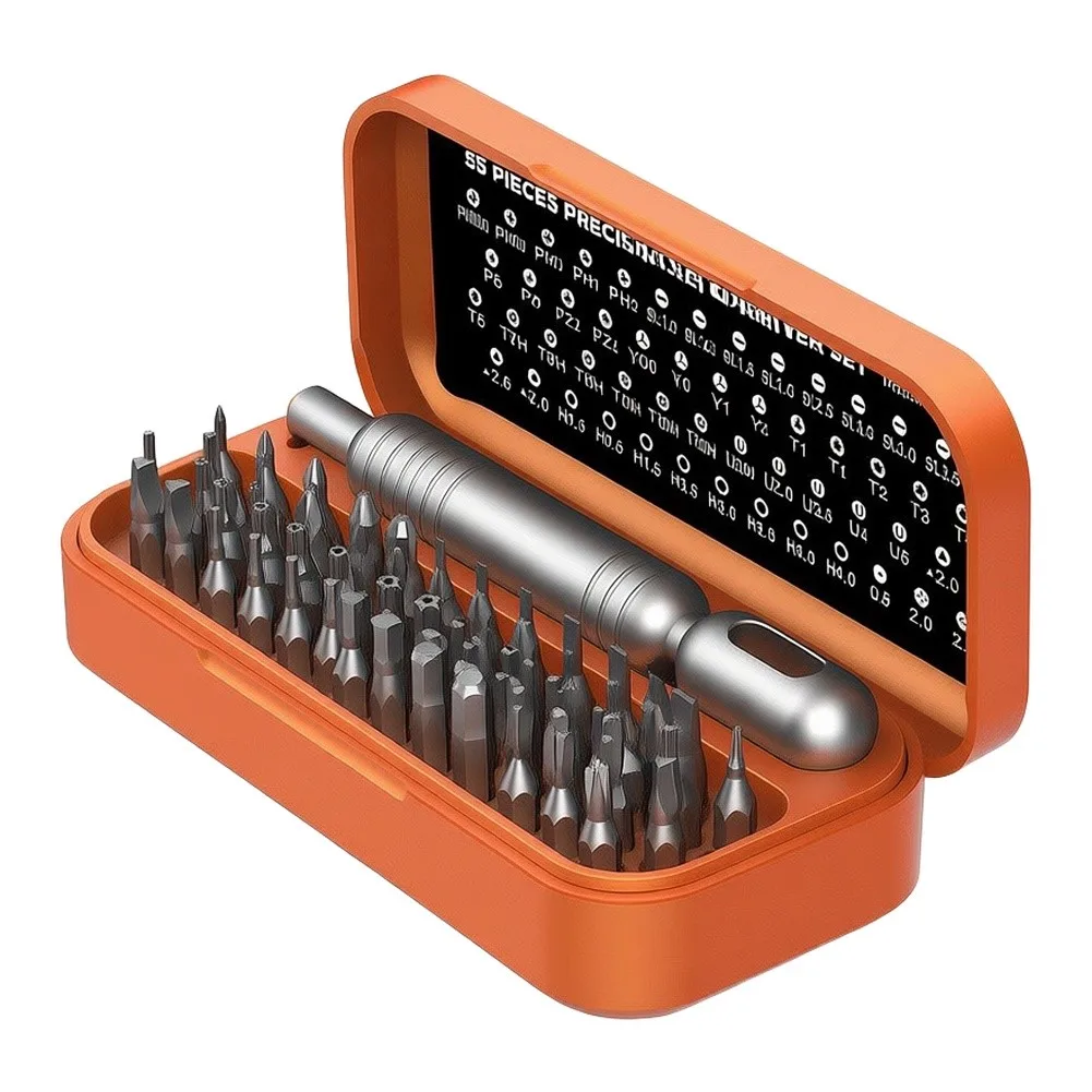 55 in 1 Magnetic Screwdriver Set with 55 Interchangeable Bits for Electronics Repair Aluminum Handle 5.1x3.47x11.2 cm