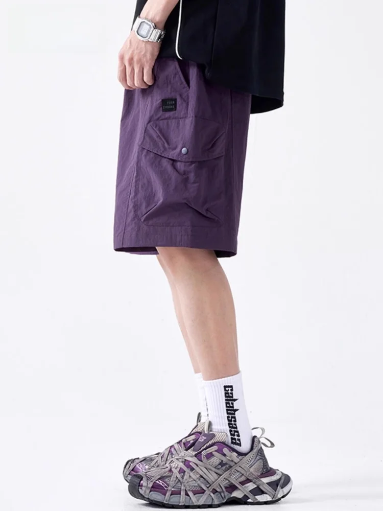 

Loose Fit Men's Workwear orts Summer Thin Qui Dry Sport Five-Quarter Casual Pants Breathable Comfortable Straight Leg Tro...