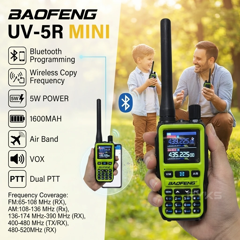 ポータブルキッズ双方向ラジオ-baofeng-5r-ミニトランシーバー-pmr-長距離充電式-type-c-充電器-vox-キャンプ旅行用
