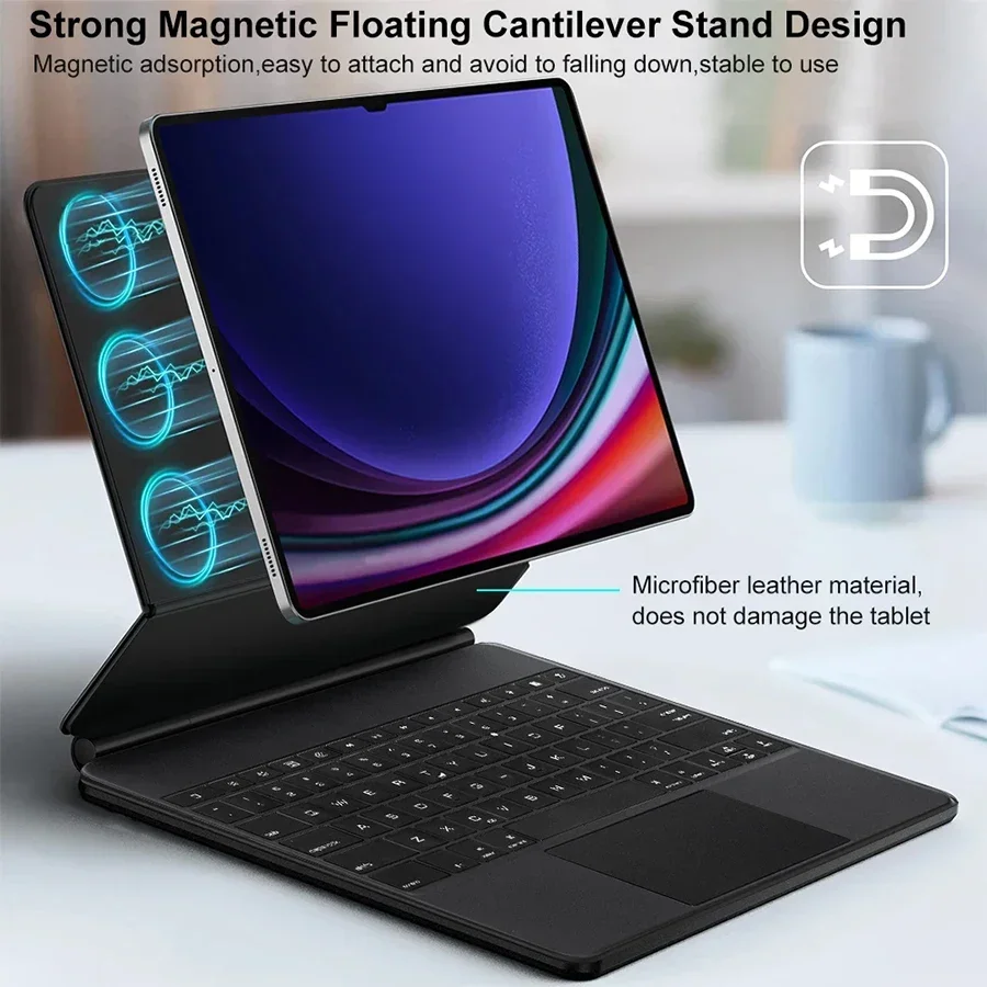 Backlight Magic Touchpad Keyboard Cover For Samsung Galaxy Tab S9 FE 10.9'',Magnetic Keyboard Case For Samsung Tab S7 S8 S9 11"
