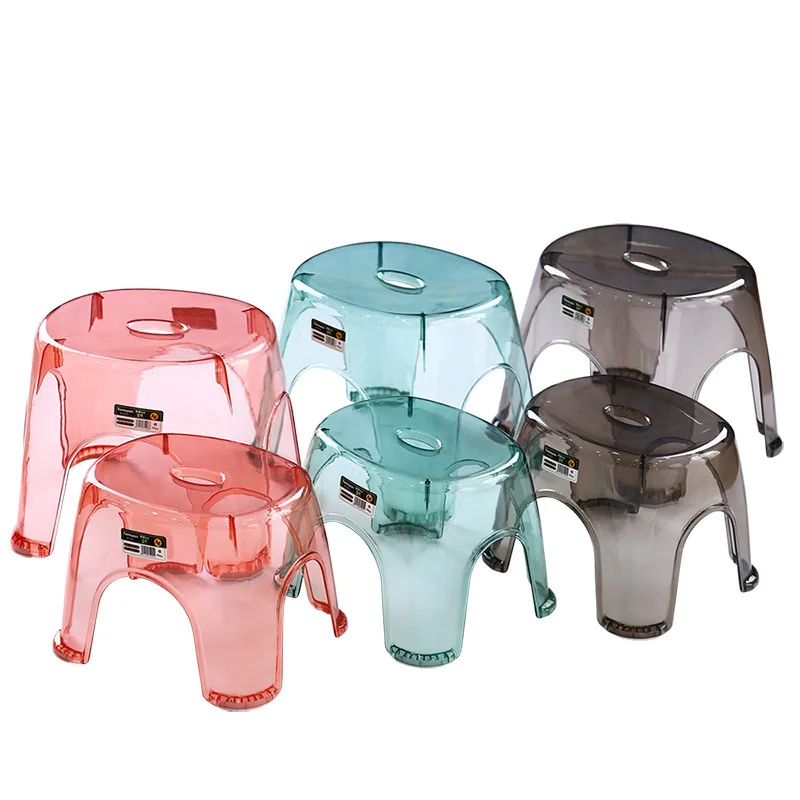 Transparent Plastic Small Stool Wholesale Bathroom Stool Thickened Small Stool Home Non-slip Bath Stools Low Stools Wash Stools