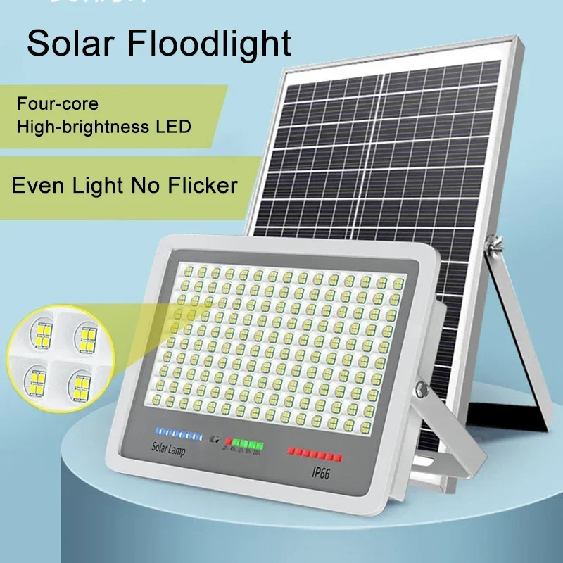 

Solar Floodlight Four-core LED High-brightness Bead Eye Protection Flicker-free Die-cast Aluminum Power Display Garden Wall Lamp