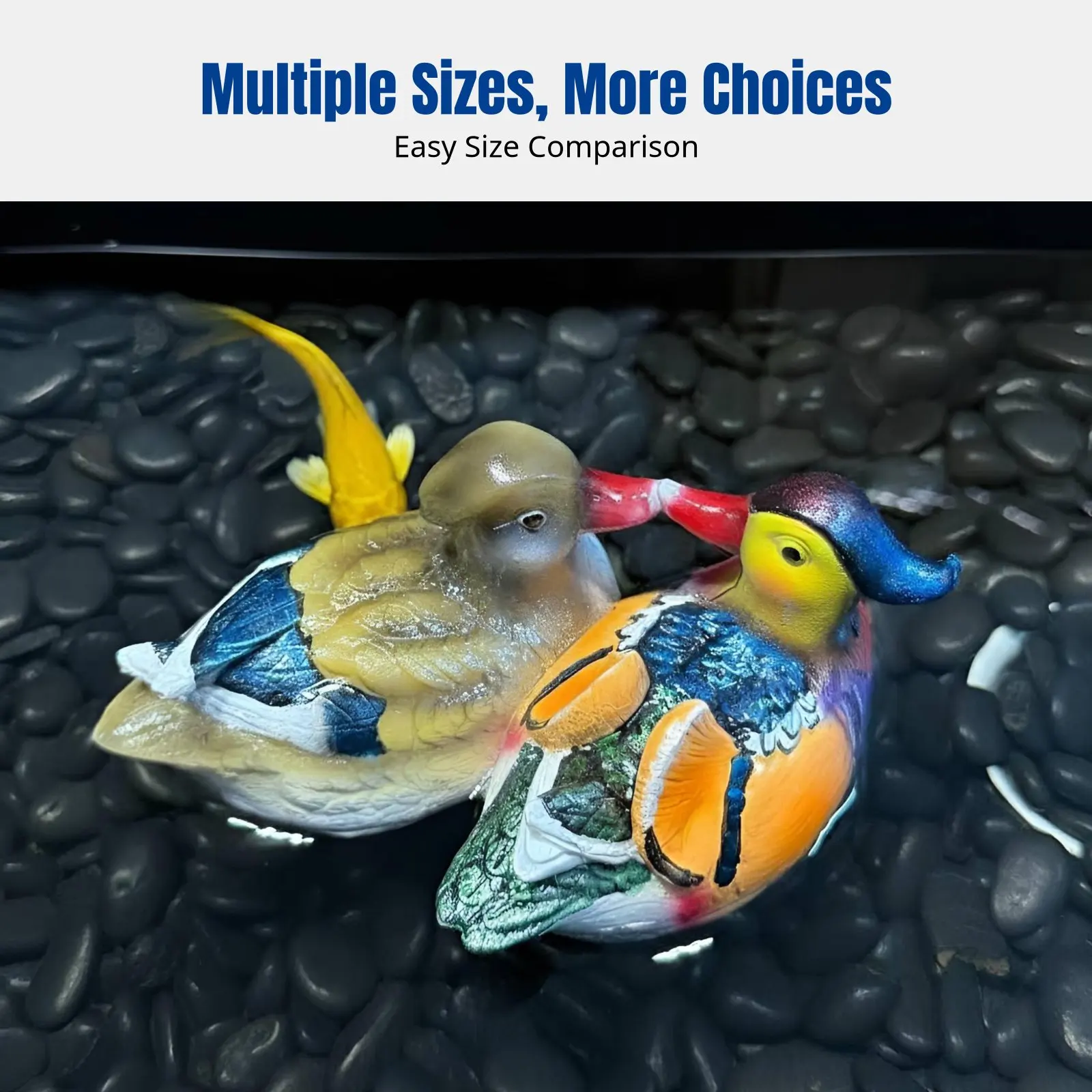 Resin Mandarin Duck Couple Water Feature, Fish Pond Decor, Courtyard Simulation Ornament, Random Design