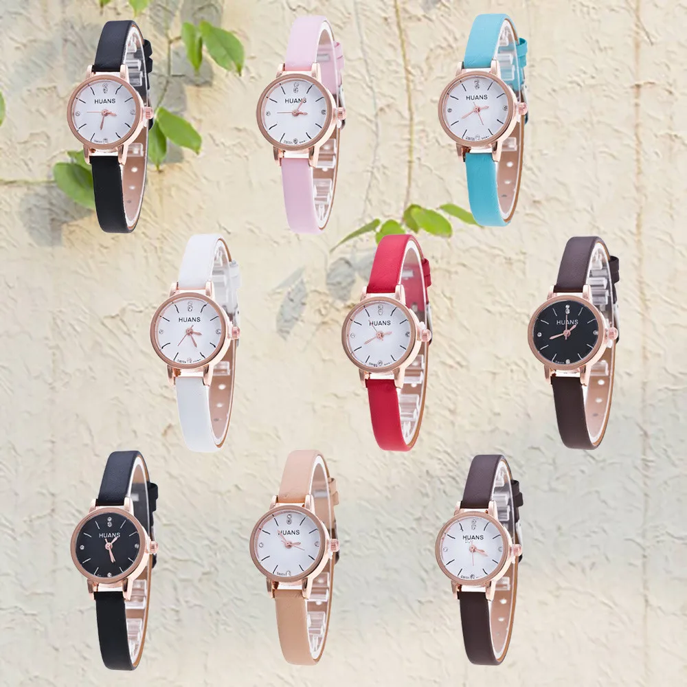 Minimalist Fashion Women Quartz Wristwatches Fine Small Dial Leather Strap Watch Daily Causal Matching Watch For Gifts