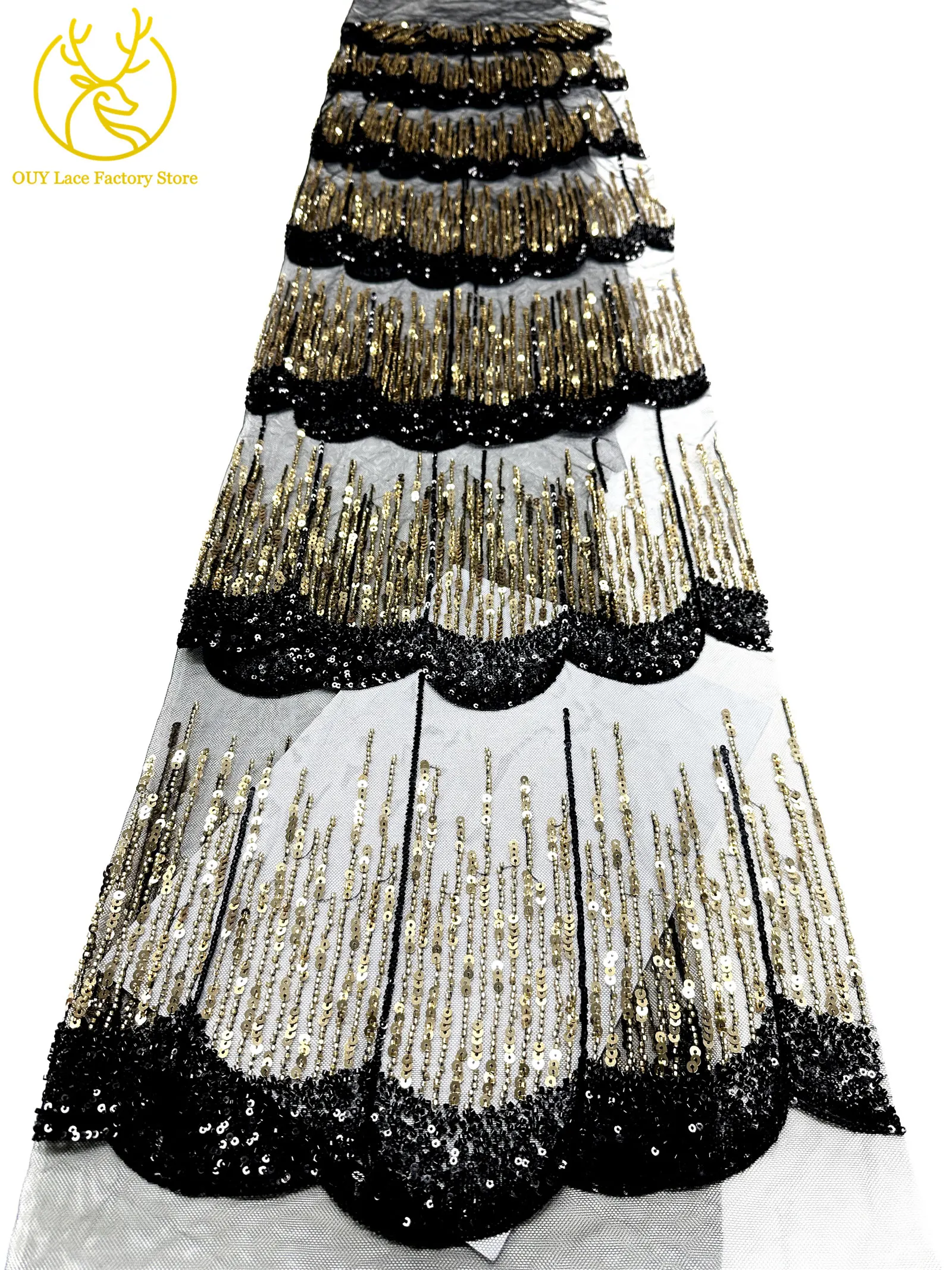 2026 Neues Design Elegante Modische Afrikanische Pailletten-Perlen-Spitzenstoffe Nigerianische Französische Tüll-Stickerei-Spitze für Braut- und Hochzeitskleidung – Detail 27