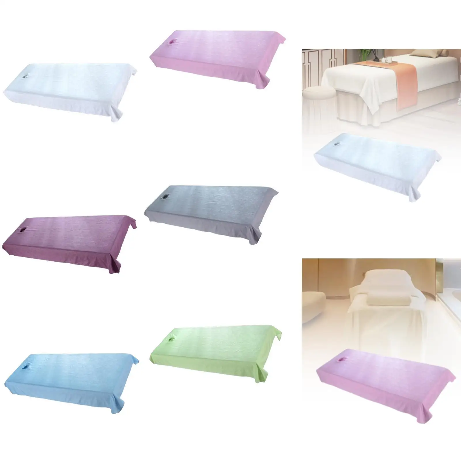 Breathable Massage Table Mattress Cover Soft Bed Sheet with Face Hole for Spa Massage Home