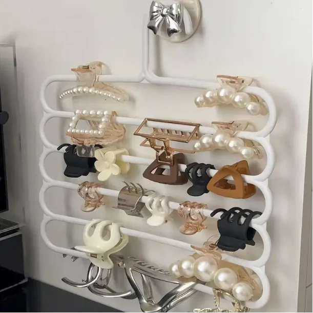 5 Layers Hair Claw Storage Rack Organizer Large Capacity Thickened Headband Holder Wall Hanging Hairpin Hanger Bedroom Storage