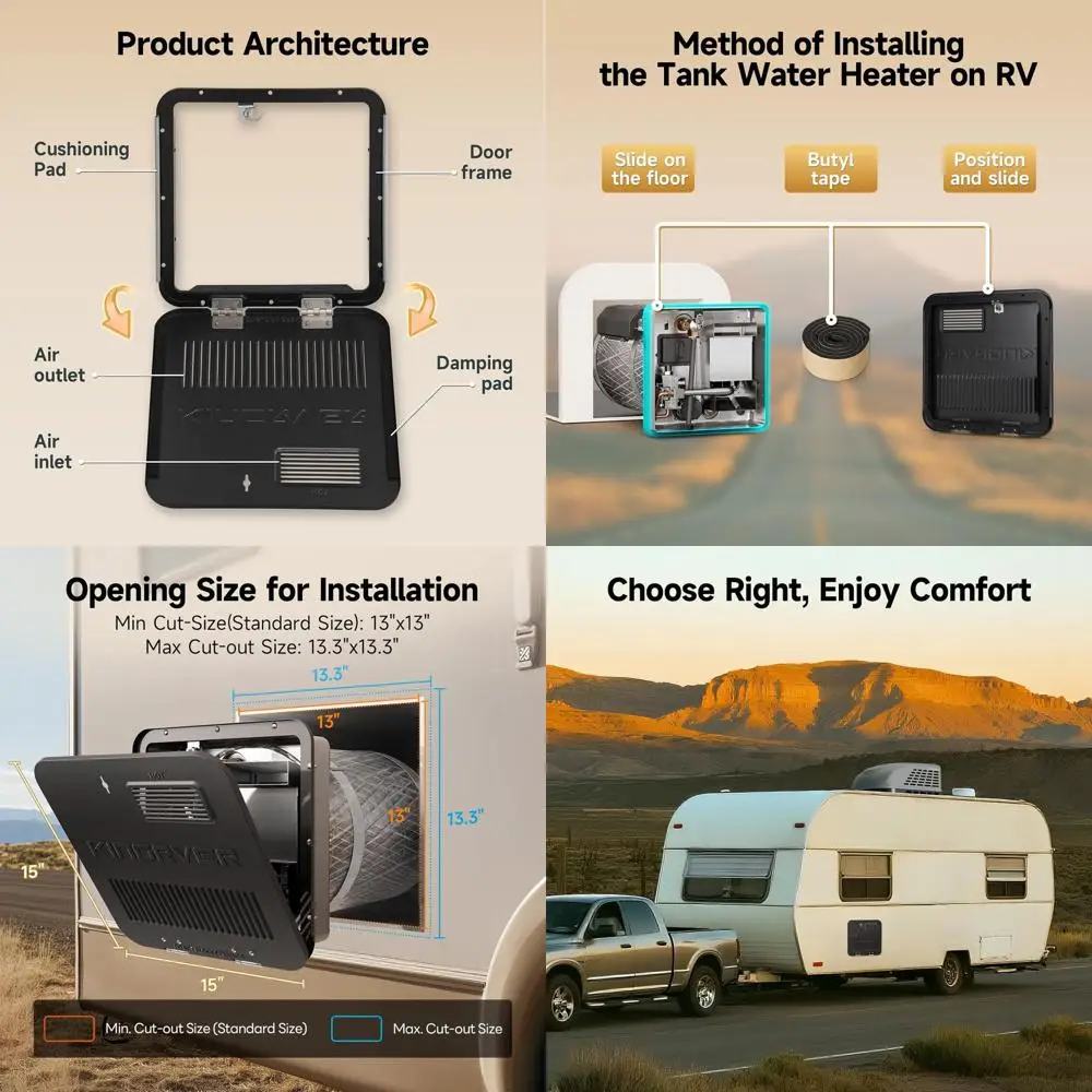 باب سخان مياه RV مقاس 15 × 15 بوصة | الصلب المجلفن | أسود #1