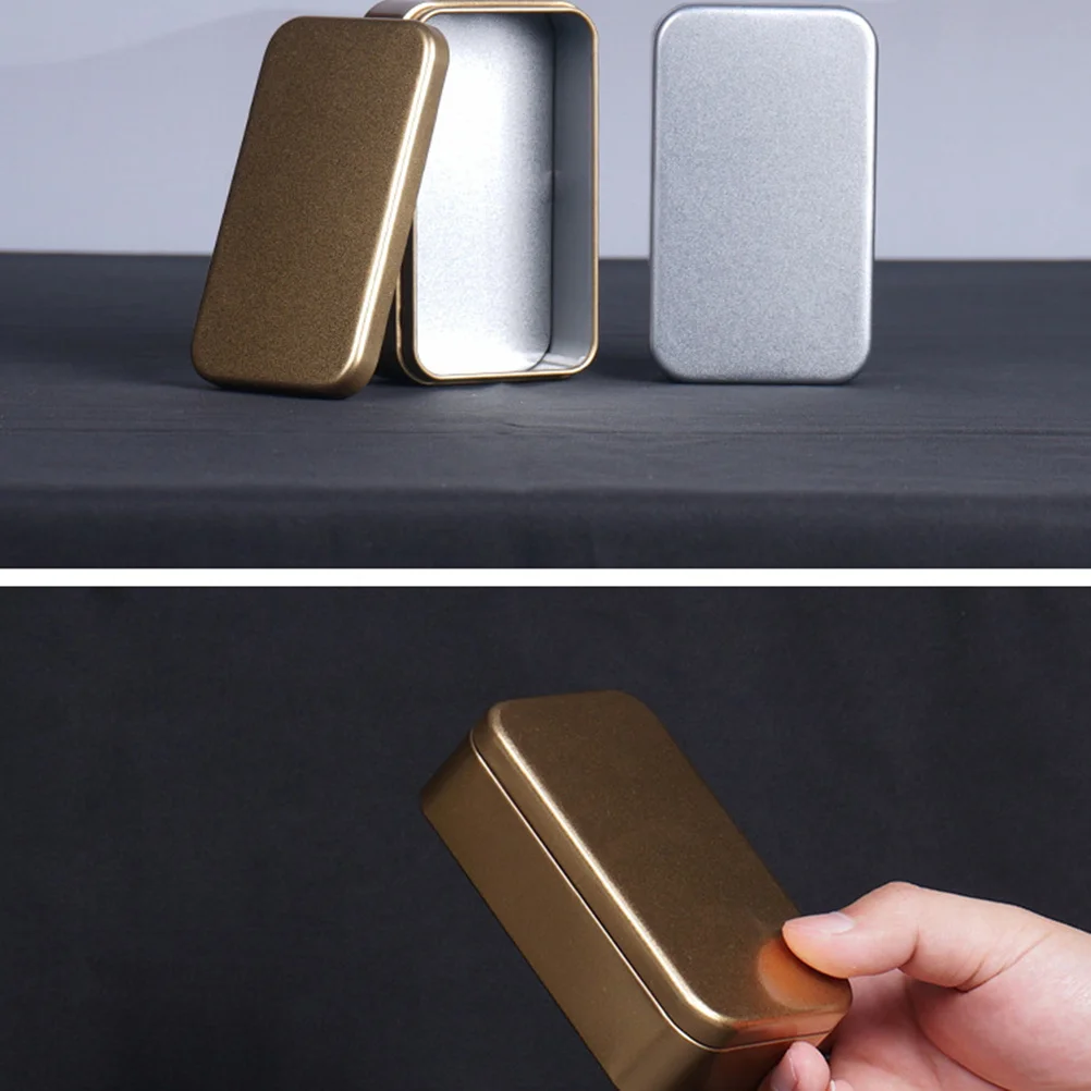 4pcs Metal Business Card Box Tinplate Storage Container Sealed Square Canister For Tea Coffee Snack Dry Food Home Travel Camping