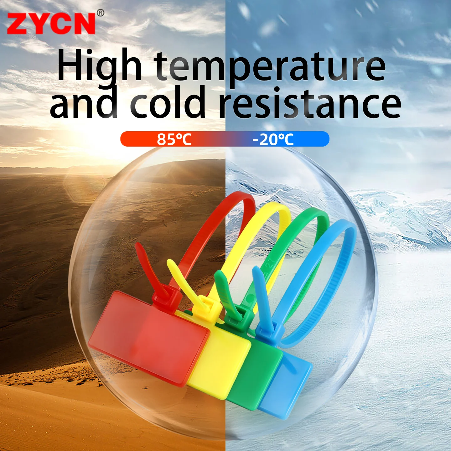 100PCS Easy Mark Plastic Nylon Cable Ties Tag Labels Waterproof Self-Locking Markers Zip Network Loop Wire Straps 4X150MM Color