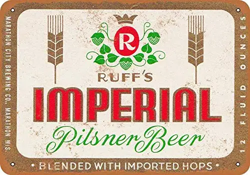 Ruff's Imperial Pilsner Beer Vintage Look Metal Sign for Home Coffee Wall Decor 8x12 Inch