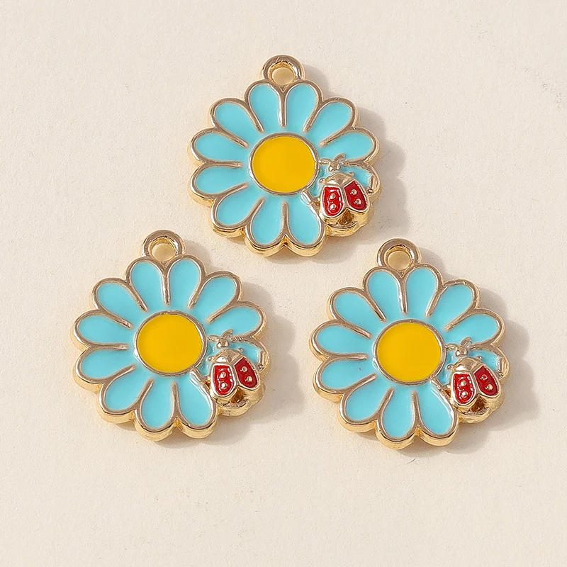 20 Stück modische, farbenfrohe Emaille-Blumen-Anhänger für die Schmuckherstellung, geeignet für Ohrringe, Halsketten, Armbänder und DIY-Bastelarbeiten. – Detail 3